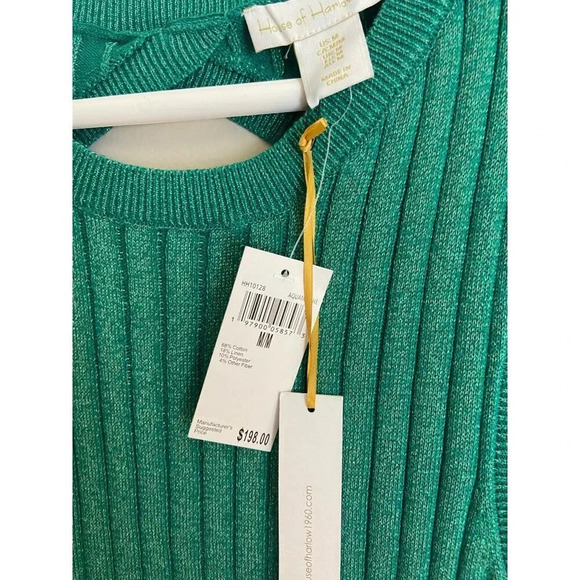 House of Harlow 1960 NWT Green Ribbed Sweater Dress Size Medium Sparkly Knit - Picture 6 of 13